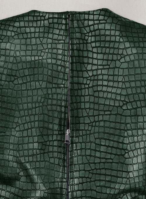 Croc Metallic Green Cacoon Leather Dress - # 757