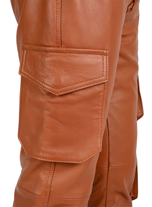 brown leather cargo pants