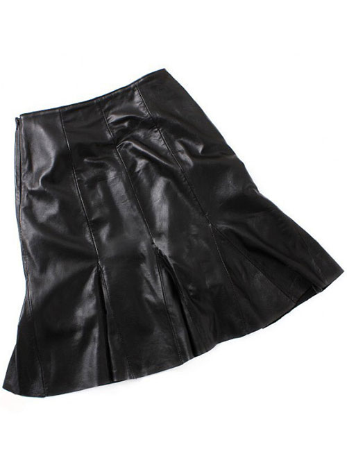 black leather fit and flare skirt