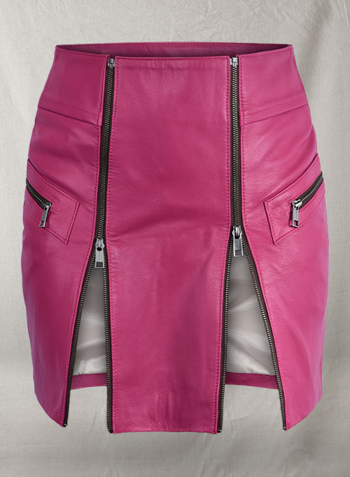 Front Zipper Leather Mini Skirt - # 143