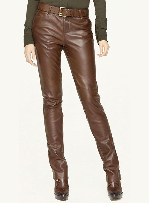 tan leather pants womens