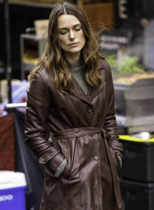 Keira Knightley Black Doves Leather Trench Coat