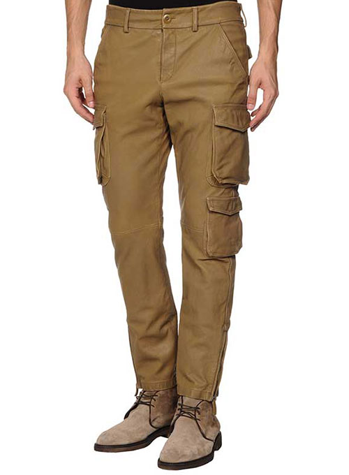 black leather stacked cargo pants