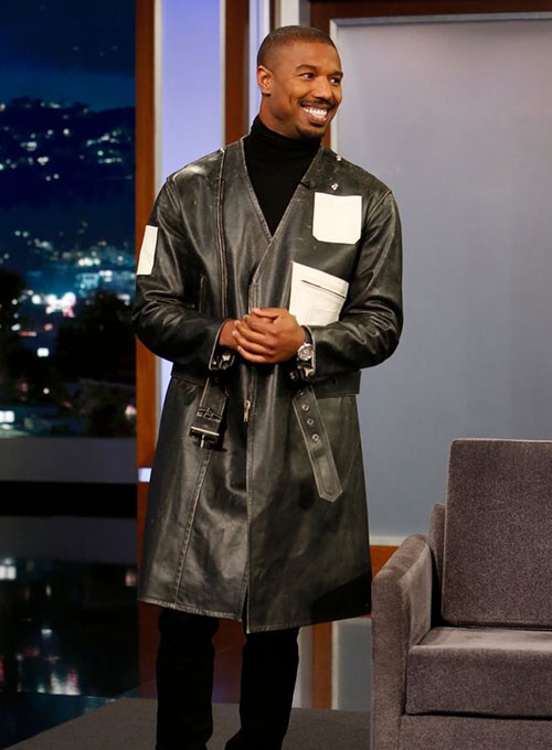 Michael B Jordan Leather Long Coat