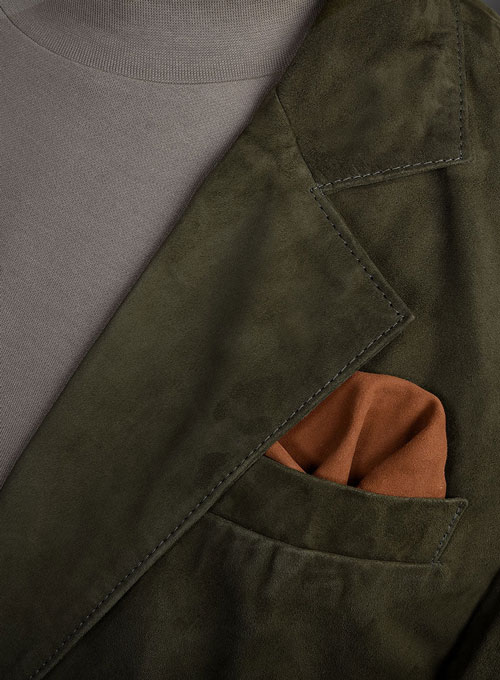 Olive Green Suede Leather Suit