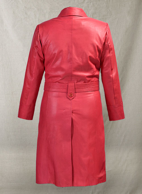 Soft Raspberry Red Rita Ora Leather Long #2