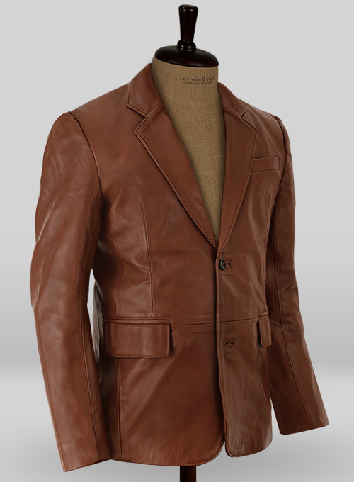 Tan Brown Leather Blazer