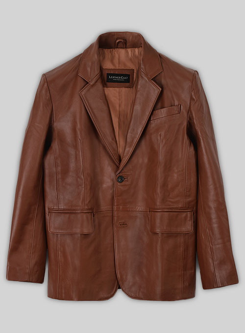 Tan Brown Leather Blazer