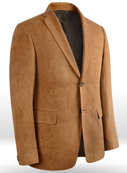 Tan Suede Vegan Leather Blazer Made To Measure Custom Jeans For Men