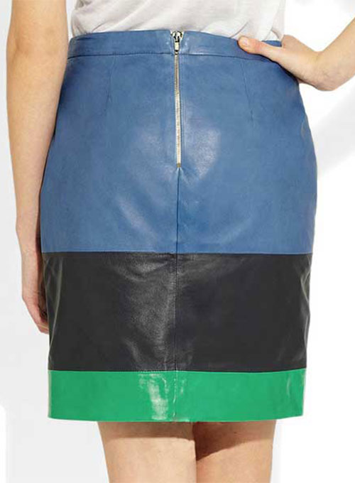 Tri Color Leather Skirt