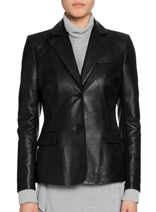 Black Stretch Leather Blazer