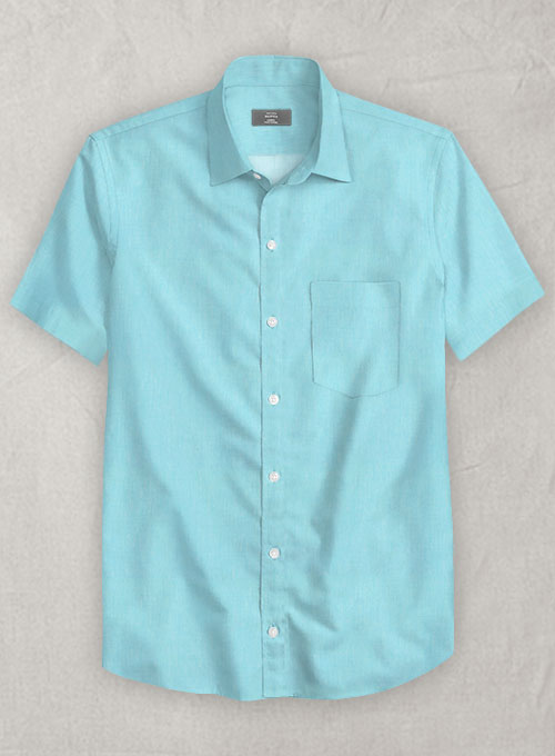 Aqua Blue Luxury Twill Shirt - Half Sleeves