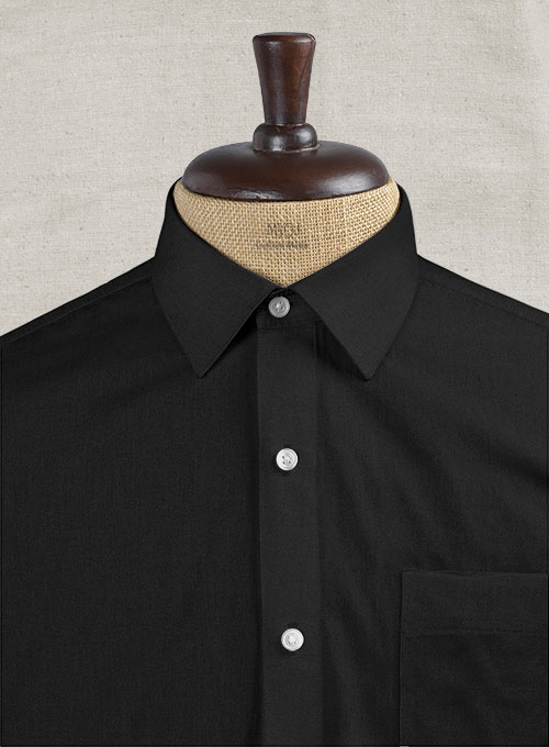 Black Stretch Poplene Shirt - Half Sleeves