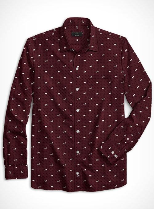 Cotton Horse Maroon Shirt - Full Sleeves