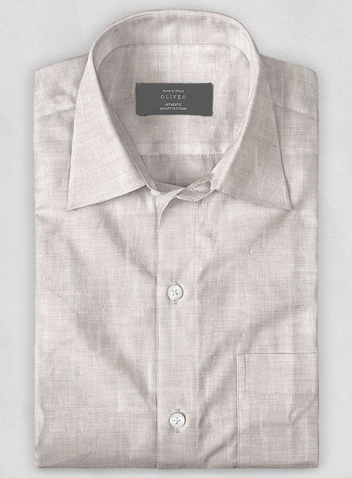 Dublin Fawn Linen Shirt - Half Sleeves