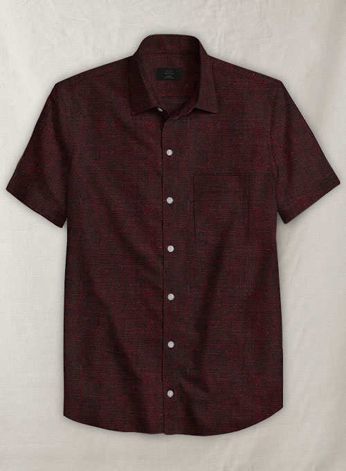 Dublin Wine Linen Shirt - Half Sleeves