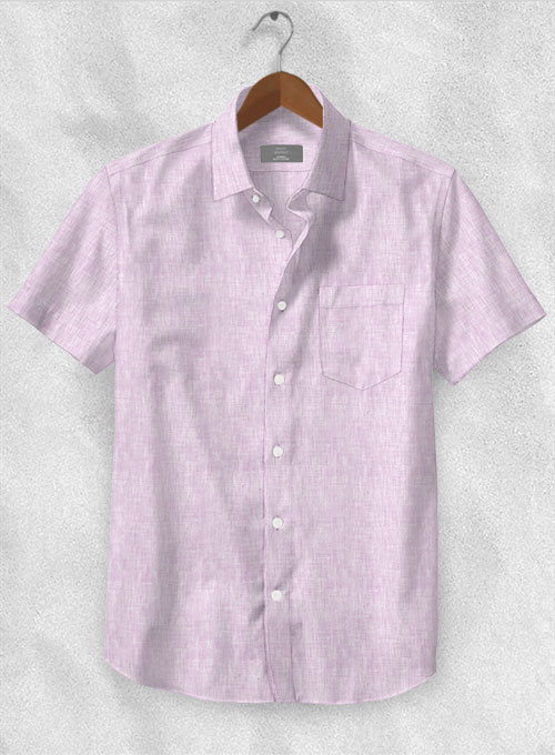 European Light Violet Linen Shirt - Half Sleeves