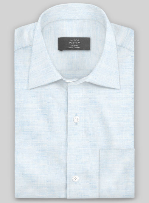 European Pale Blue Linen Shirt - Half Sleeves