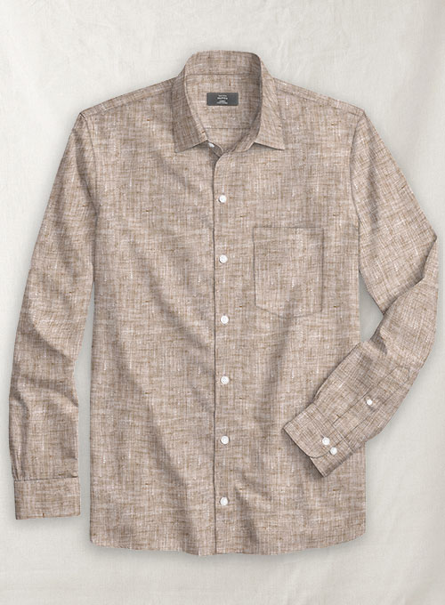 European Brown Linen Shirt - Full Sleeves