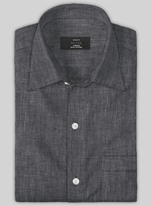 European Anchor Gray Linen Shirt   - Half Sleeves