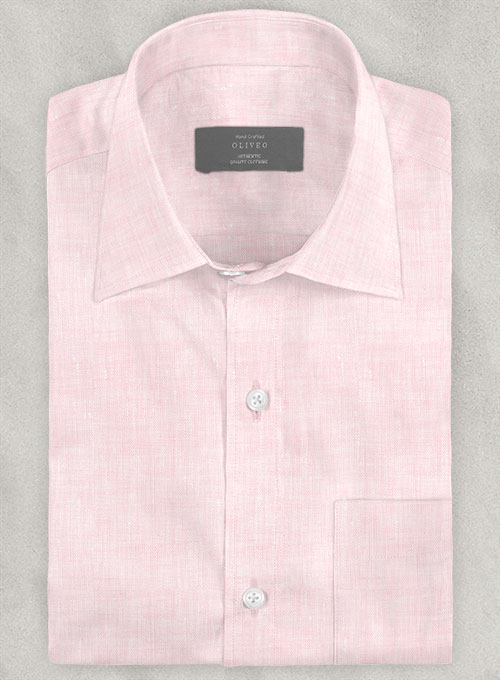 European Pink Linen Shirt - Half Sleeves