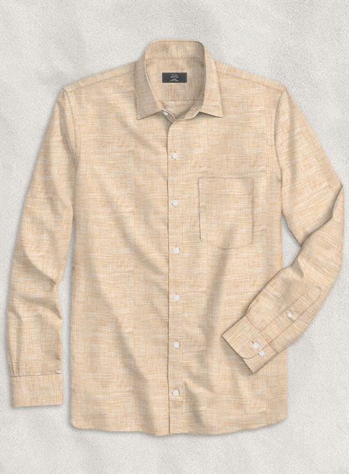 European Light Brown Linen Shirt - Full Sleeves