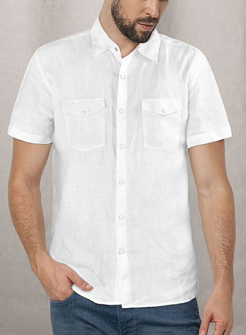 European Linen Western Style Shirt - Half Sleeves