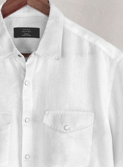 European Linen Western Style Shirt - Half Sleeves