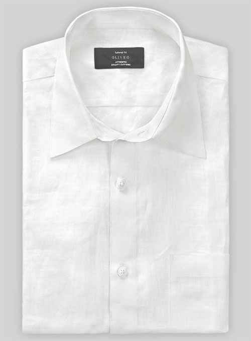 European White Linen Shirt - Half Sleeves