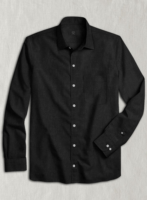 European Black Linen Shirt - Full Sleeves