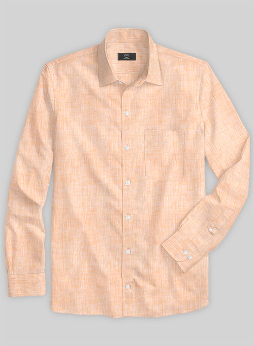 European Pale Orange Linen Shirt - Full Sleeves