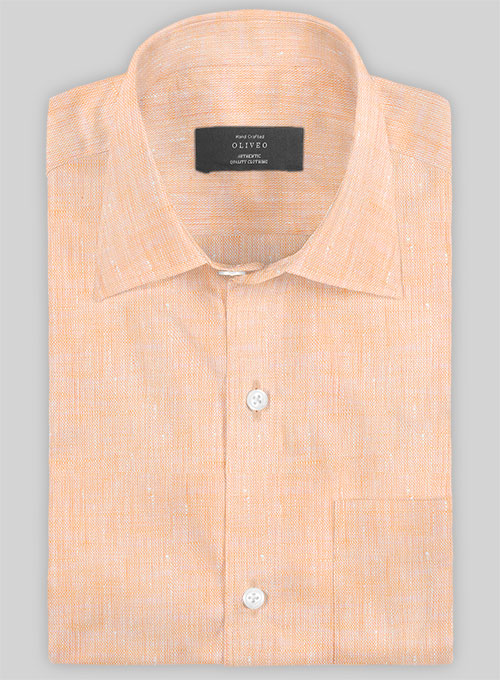 European Pale Orange Linen Shirt  - Half Sleeves