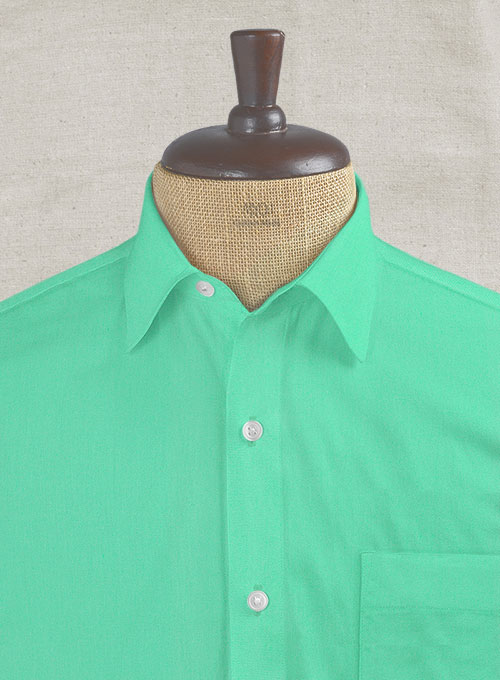 Fern Green Stretch Poplene Shirt - Half Sleeves