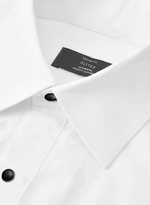 Plain Front White Tuxedo Shirt