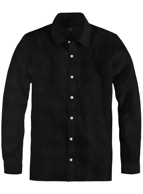 Pure Black Linen Shirt - Full Sleeves