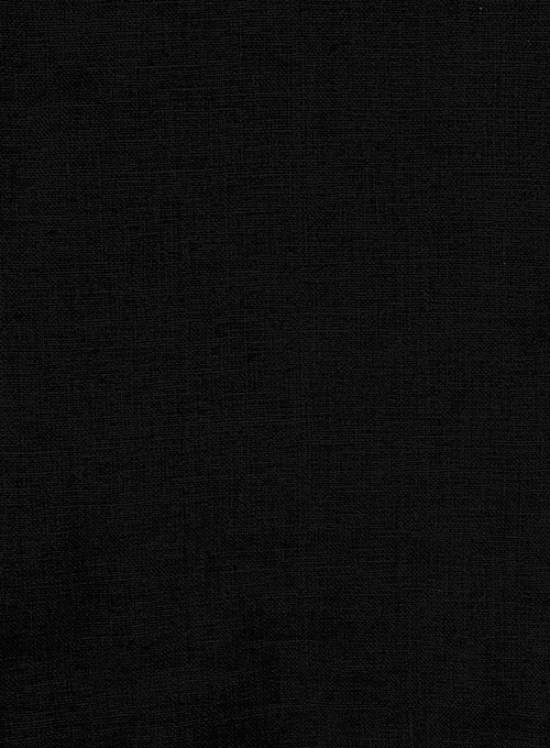 Pure Black Linen Shirt - Full Sleeves