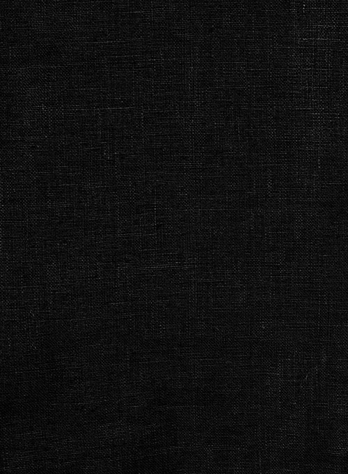 Pure Black Linen Shirt - Half Sleeves