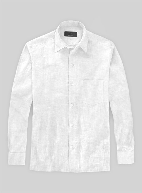 Pure White Linen Shirt - Full Sleeves