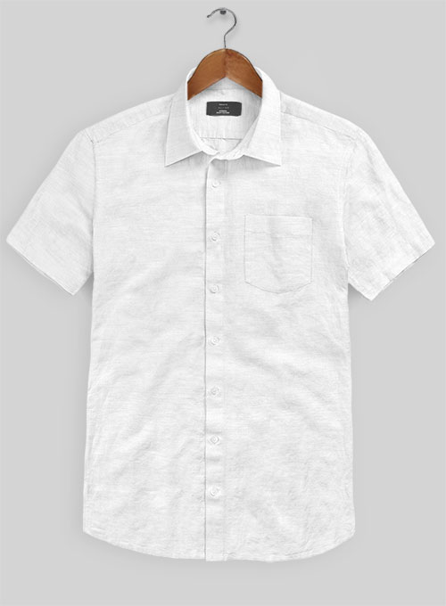 Pure White Linen Shirt - Half Sleeves