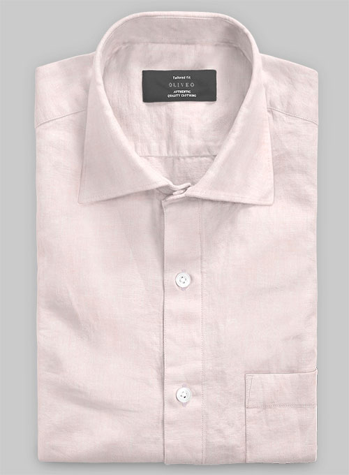 Roman Light Pink Linen Shirt - Half Sleeves