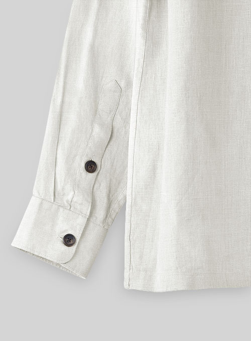 Safari Pure Natural Linen Overshirt - Full Sleeves