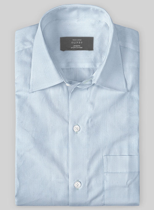 Sky Blue Herringbone Cotton Shirt  - Half Sleeves