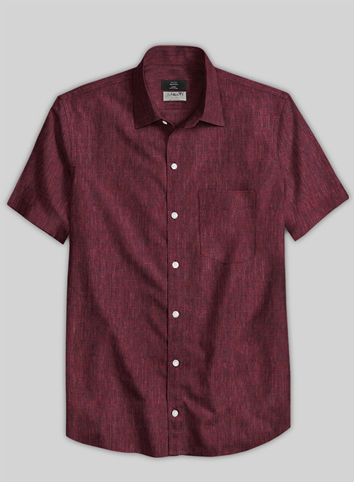 Solbiati Maroon Linen Shirt - Half Sleeves