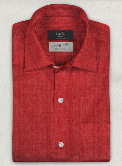 Solbiati Red Linen Shirt - Half Sleeves