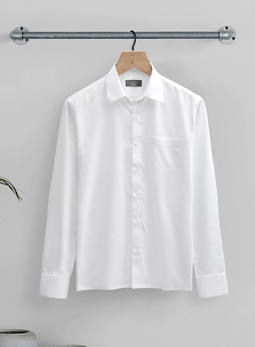 White Herringbone Cotton Shirt - Full Sleeves