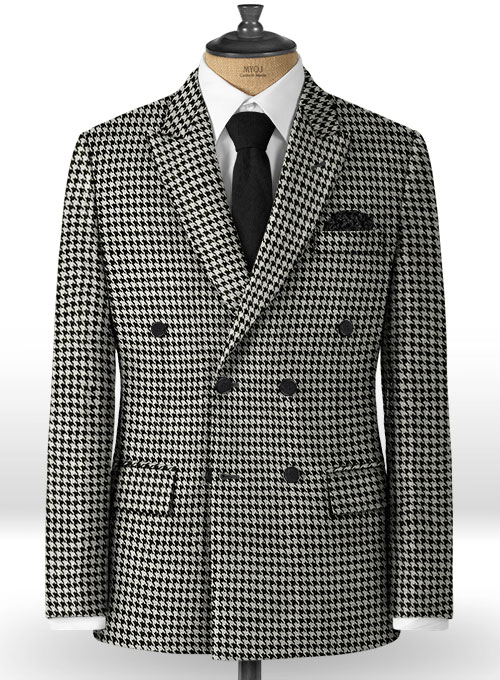 Big Houndstooth BW Tweed Double Breasted Jacket