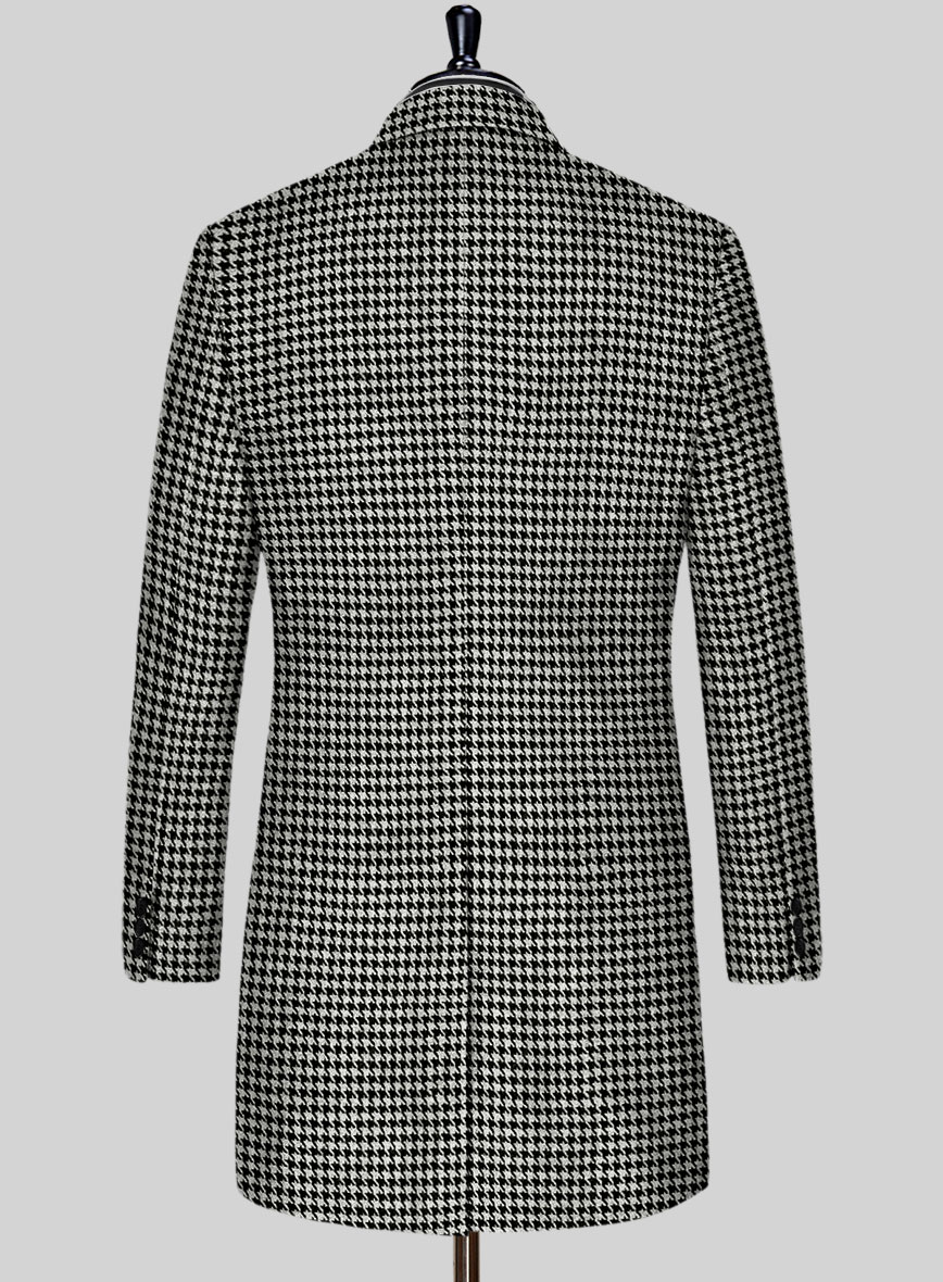 Big Houndstooth BW Tweed Overcoat