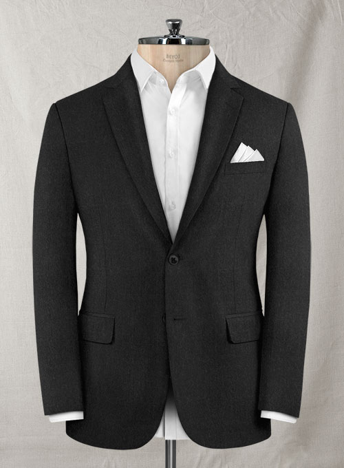 Black Flannel Wool Suit