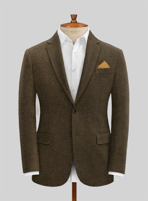 Bottle Brown Herringbone Tweed Suit