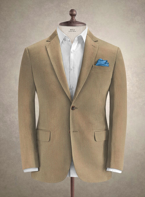 Caccioppoli Herringbone Solar Tan Cotton Suit